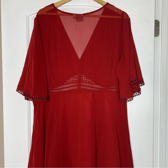 ASOS DESIGN dark red Curve mini tea dress size 16 - Picture 13 of 14